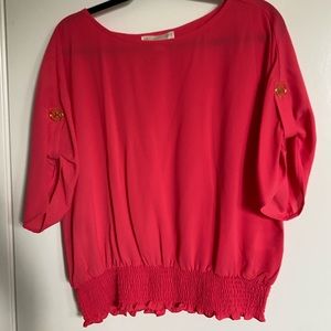 Michael Kors Red Blouse Top Gold Women Size Large